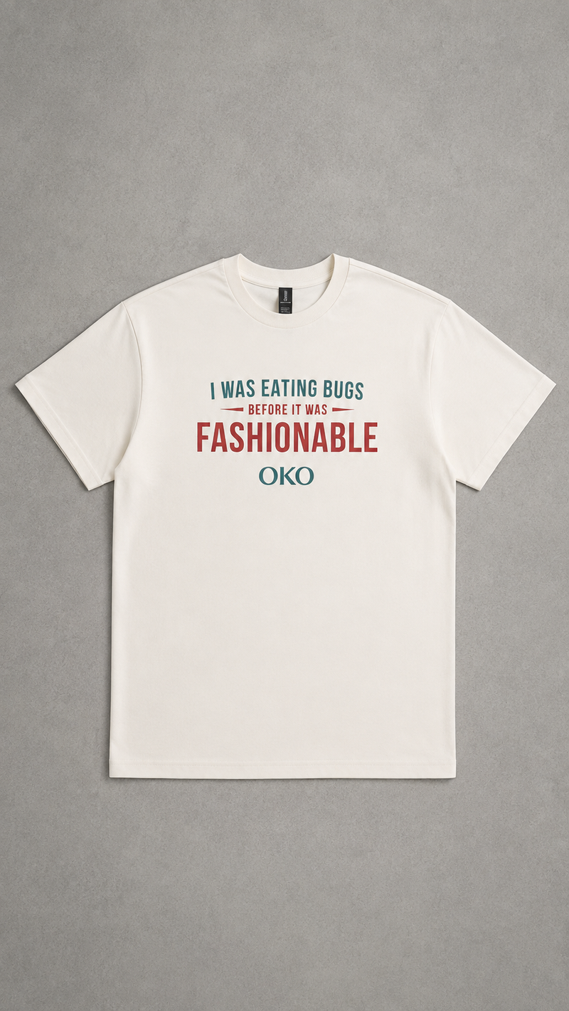 Off-white premium Oko T-shirt with I was eating bugs before it was fashionable design
